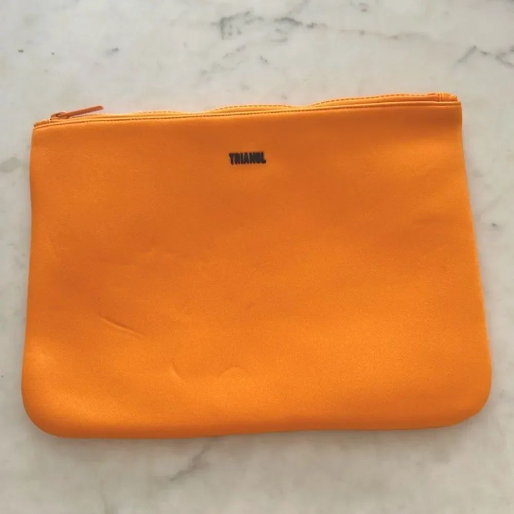 TRIANGL NEOPRENE Swim Travel or Makeup Bag ORANGE NEW